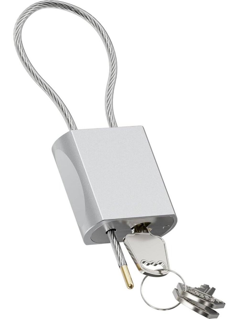 Adjustable Cable Padlock with 3 Keys - 1.15ft Silver Security Lock for Travel